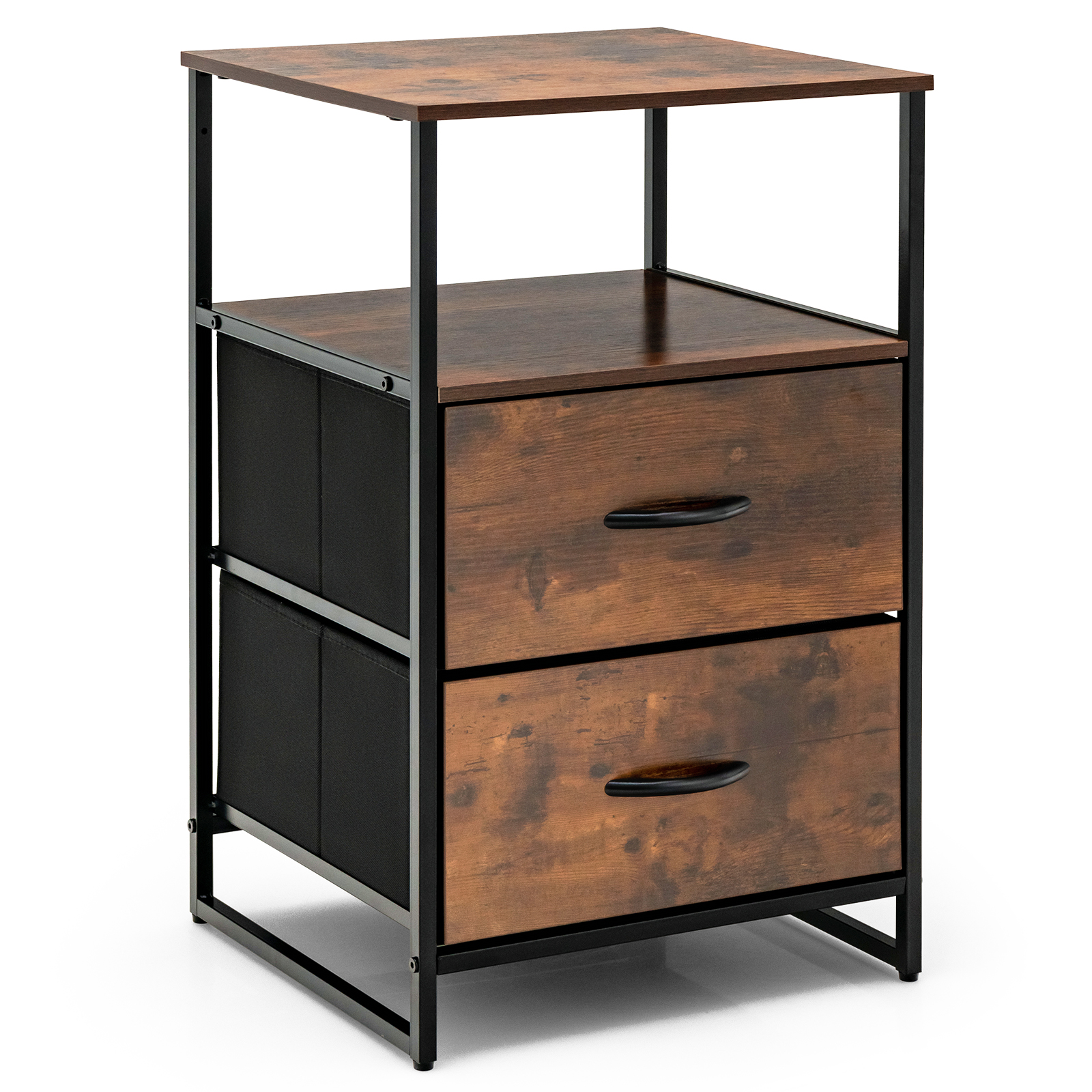 FERDINAND Oak Finish Chest of Drawers - Small-sized, 2 Drawers - Savings Store