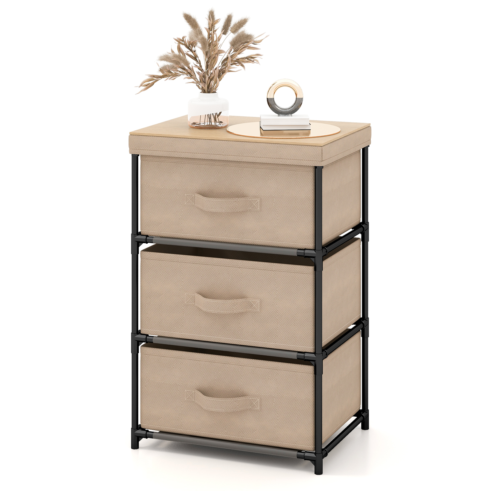 BICESTER Cream Chest of Drawers - Small-sized, 3 Drawers, Fabric Drawers - Savings Store