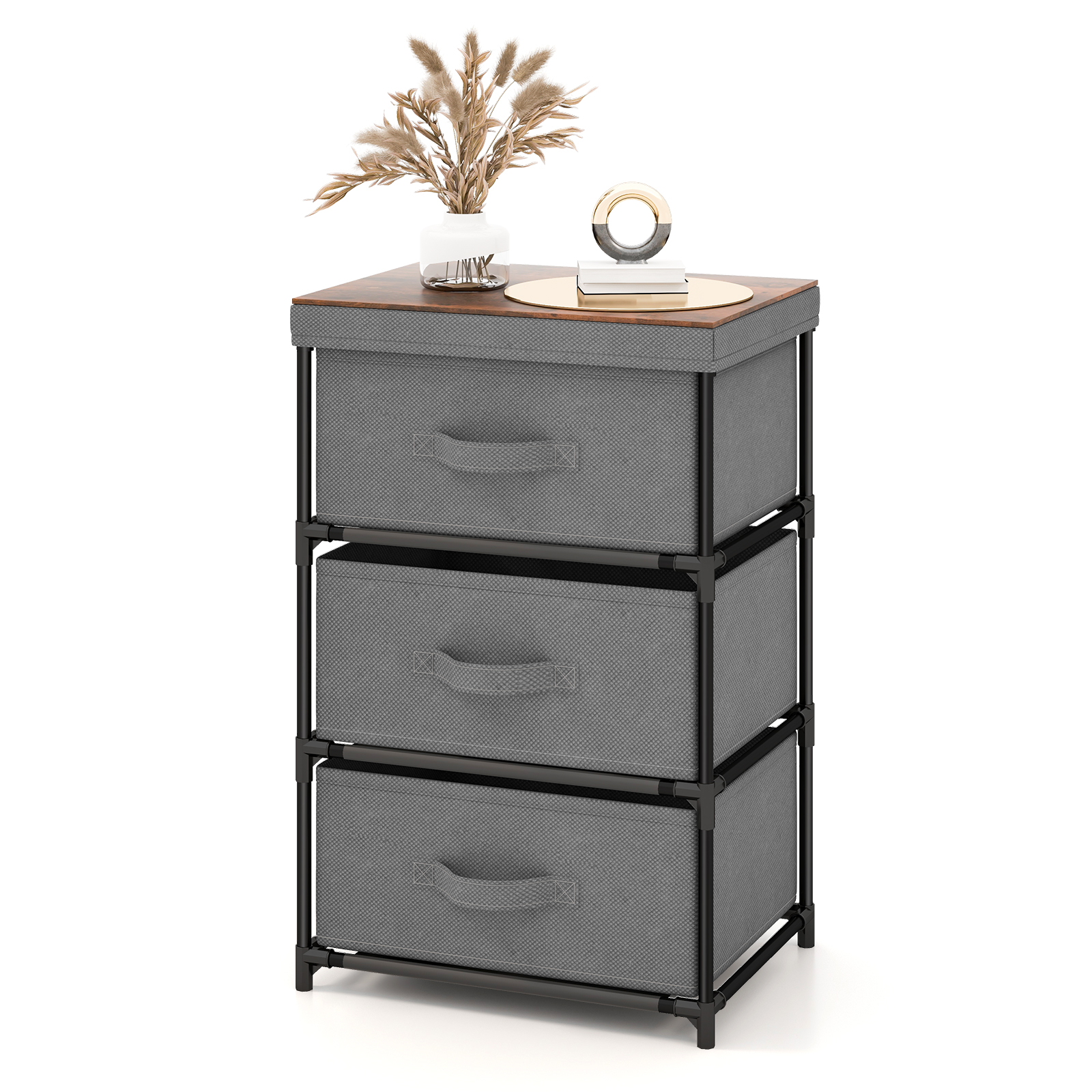 BICESTER Grey Chest of Drawers - Small-sized, 3 Drawers - Savings Store