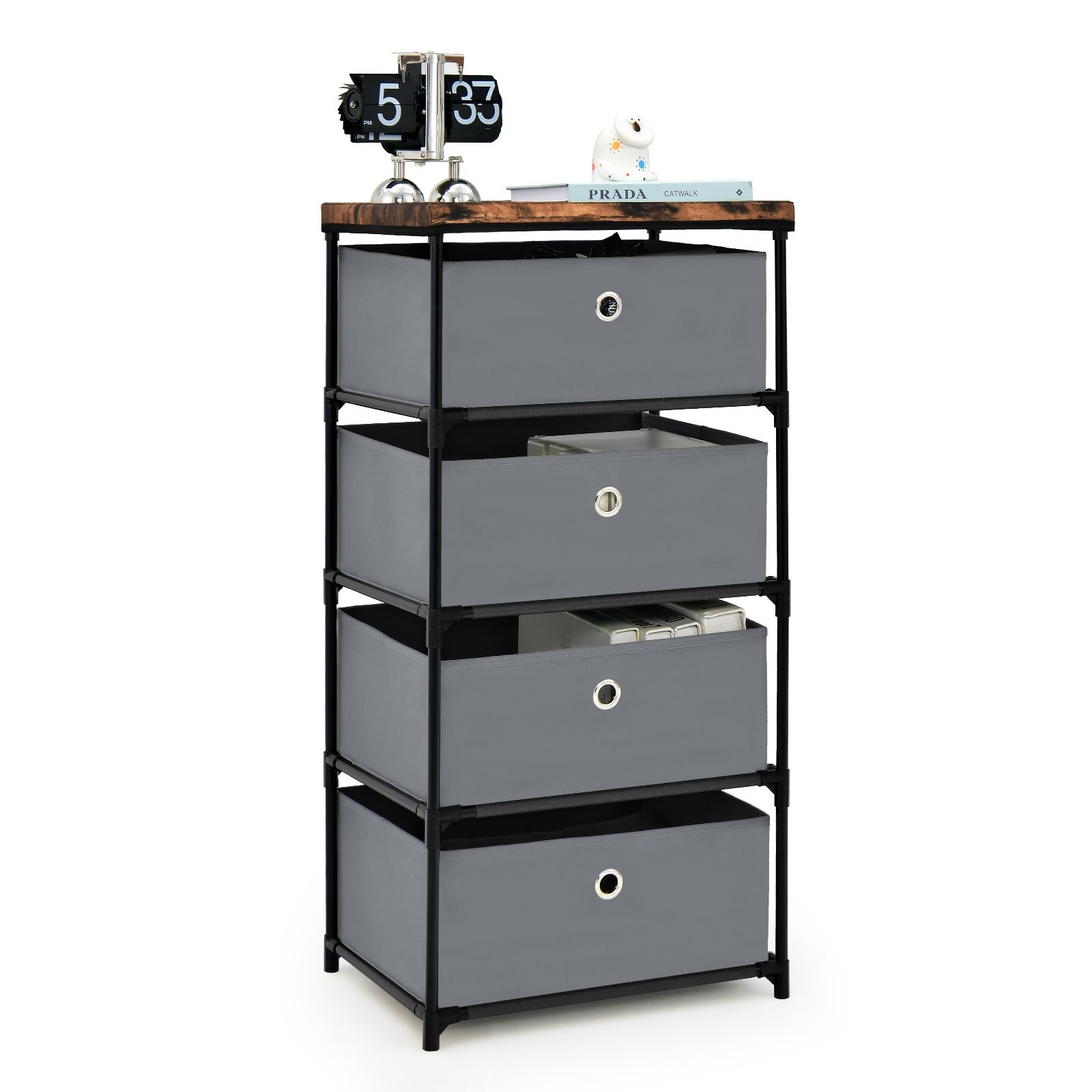 LAGOS Grey Chest of Drawers - Tallboy, Small-sized, 4 Drawers - Savings Store