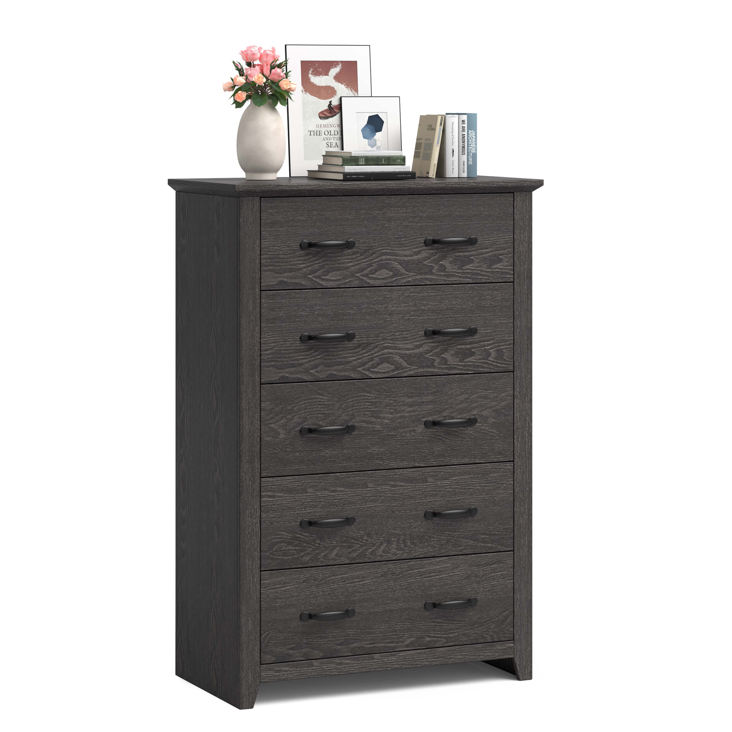 CROMER Grey Chest of Drawers - Medium-sized, 5 Drawers - Savings Store