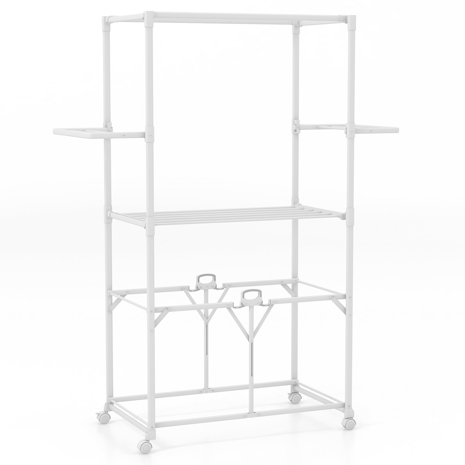 Drying Rack - H-shaped Clothes Drying Rack Collapsible with Detachable Middle Shelf-White - Savings Store