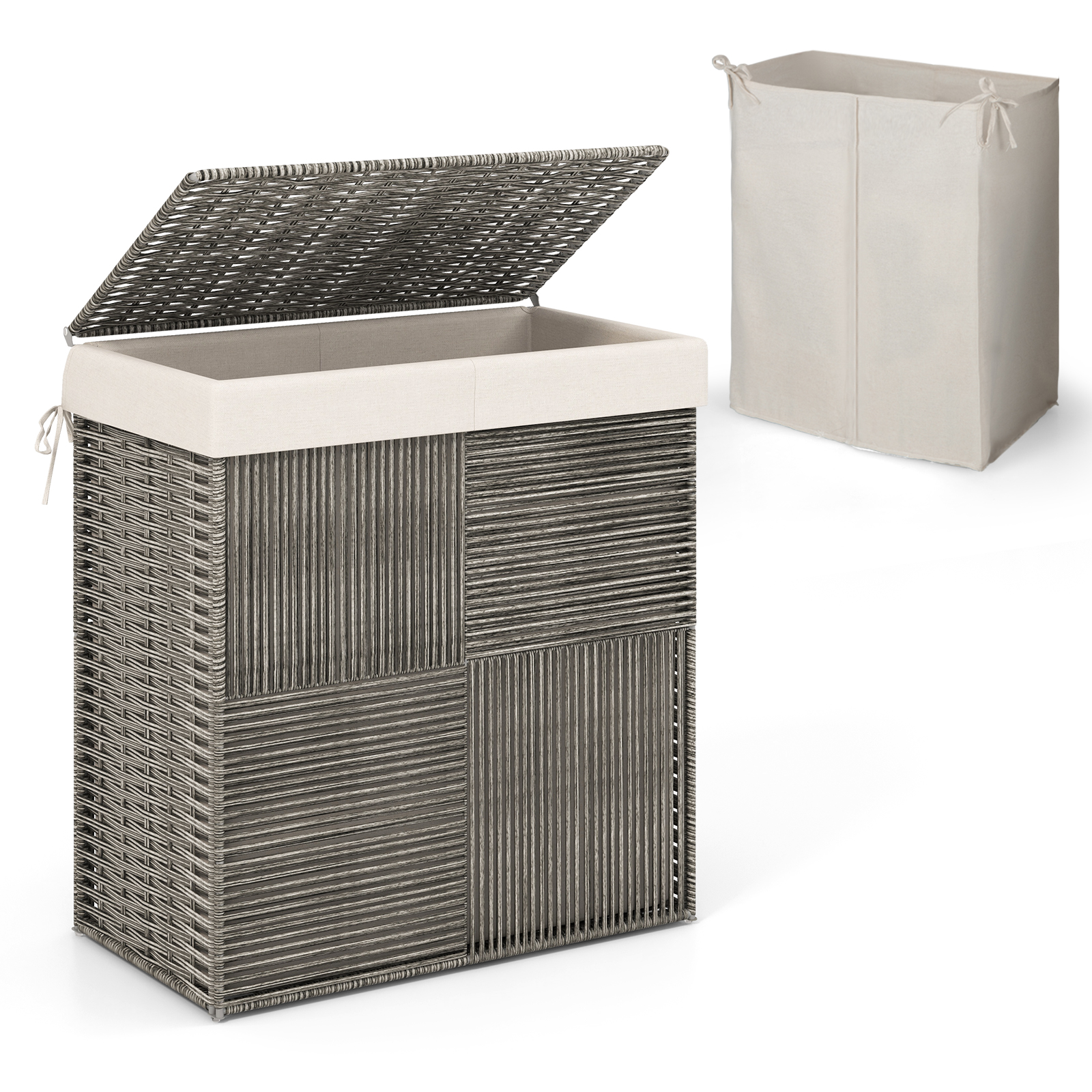Laundry Basket - 110L Laundry Hamper with Handles and Removable Liner Bag-Grey - Savings Store