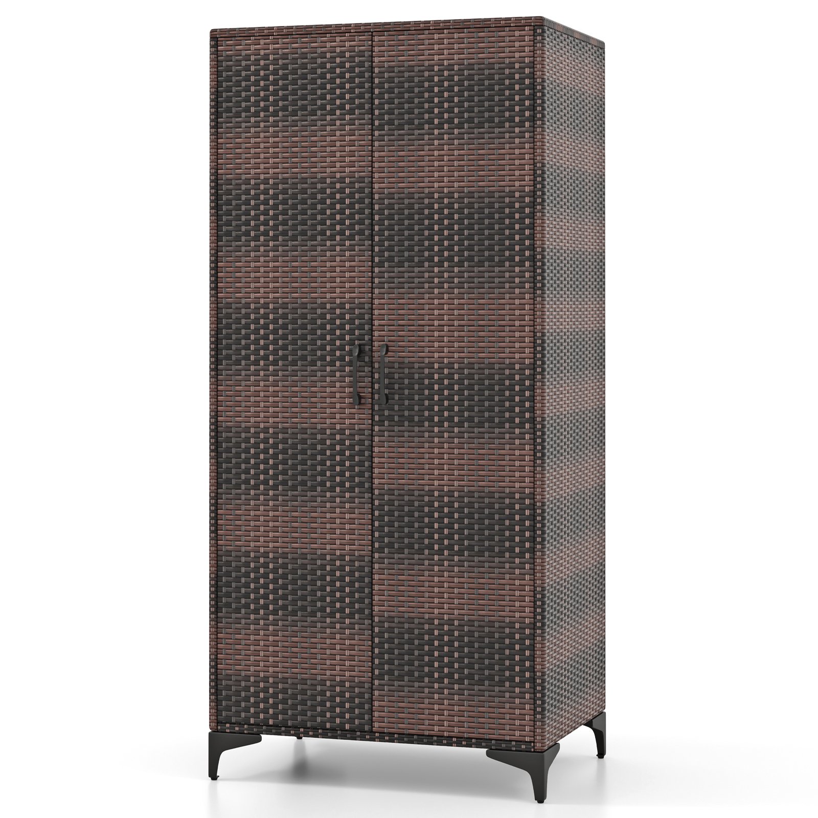 Wardrobe - RATNA 2 Door Rattan Wardrobe Brown 72cm - Savings Store