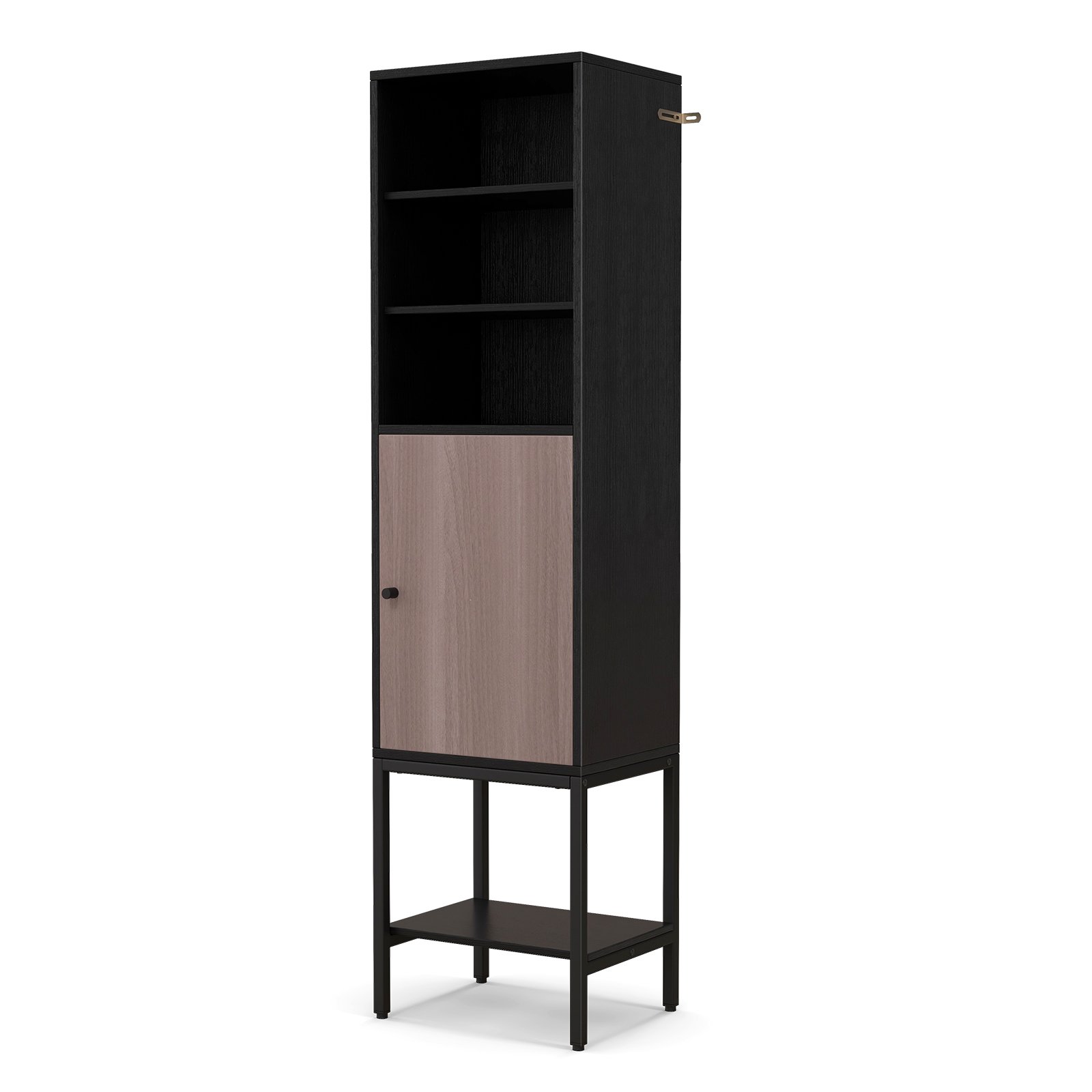 ULORVA Tall Storage Cabinet with Adjustable Shelf and Bottom Storage-Black - Savings Store