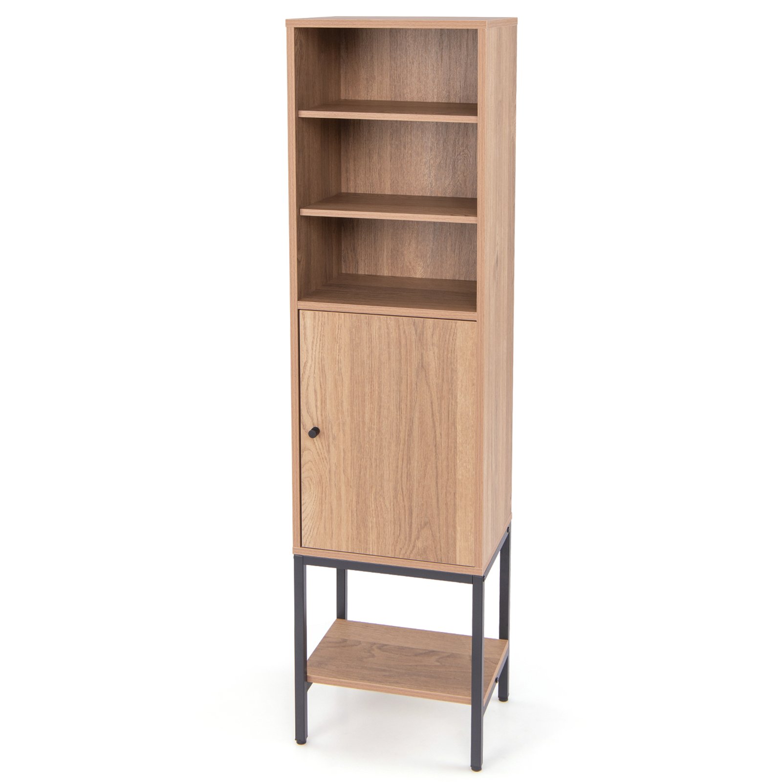 ULORVA Tall Storage Cabinet with Adjustable Shelf and Bottom Storage-Natural - Savings Store