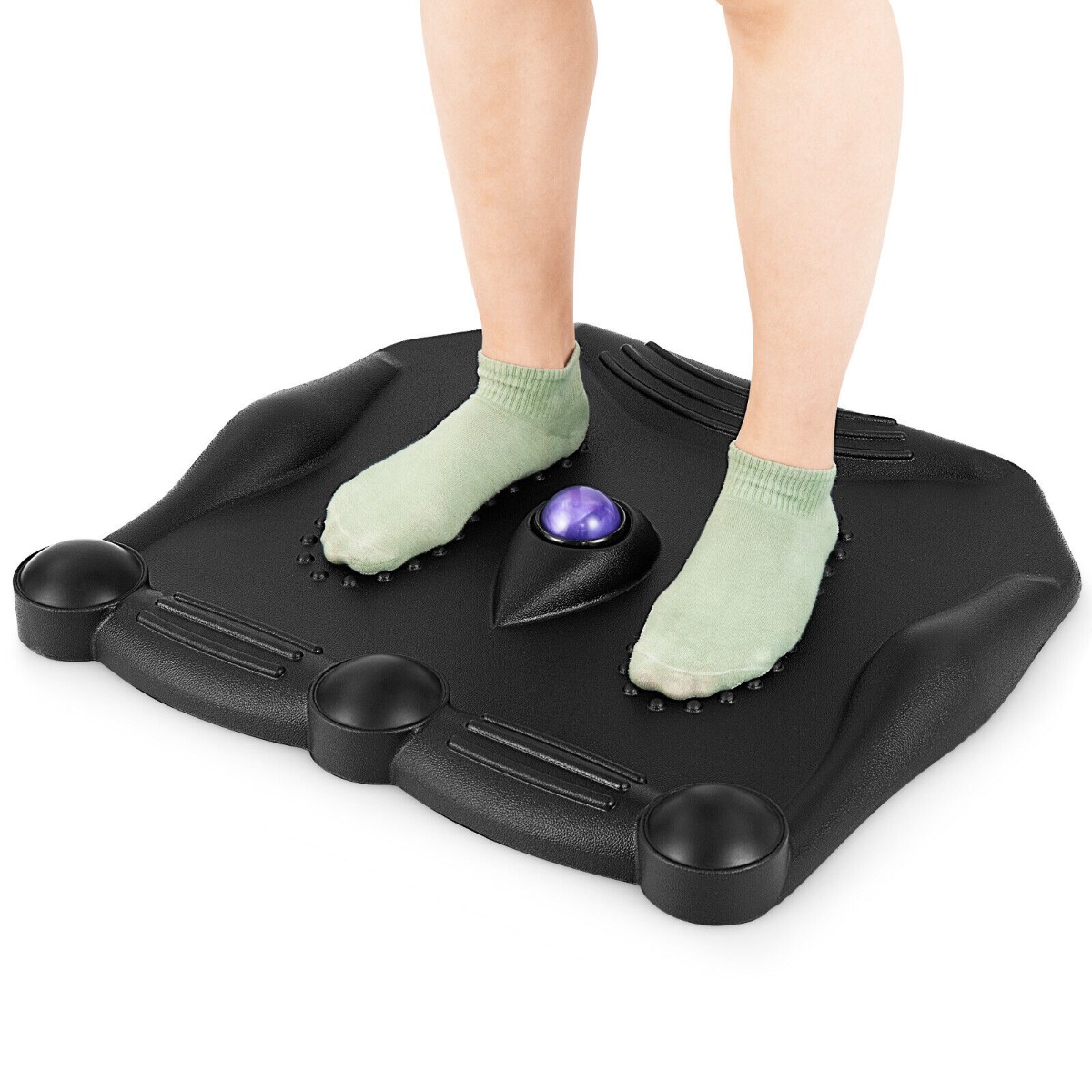 Ergonomic Anti Fatigue Mat with Rolling Massage Ball and Points-Black - Savings Store