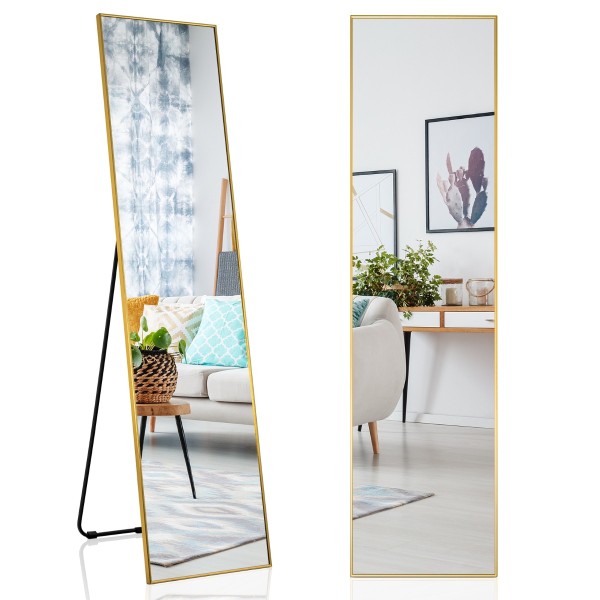 160x40cm Full Length Mirror with Shatter-proof Glass - Golden - Savings Store
