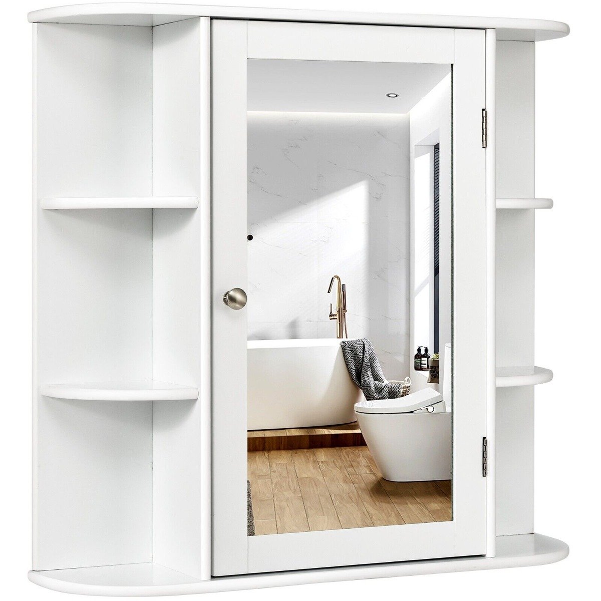 Bathroom Cabinet - 3-Tier Mirrored Wall Mounted Bathroom Cabinet-White - Savings Store