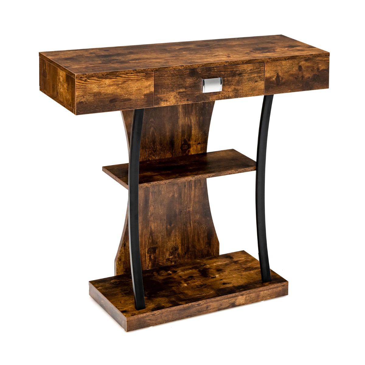 T-Shaped Console Table for Small Space-Brown - Savings Store