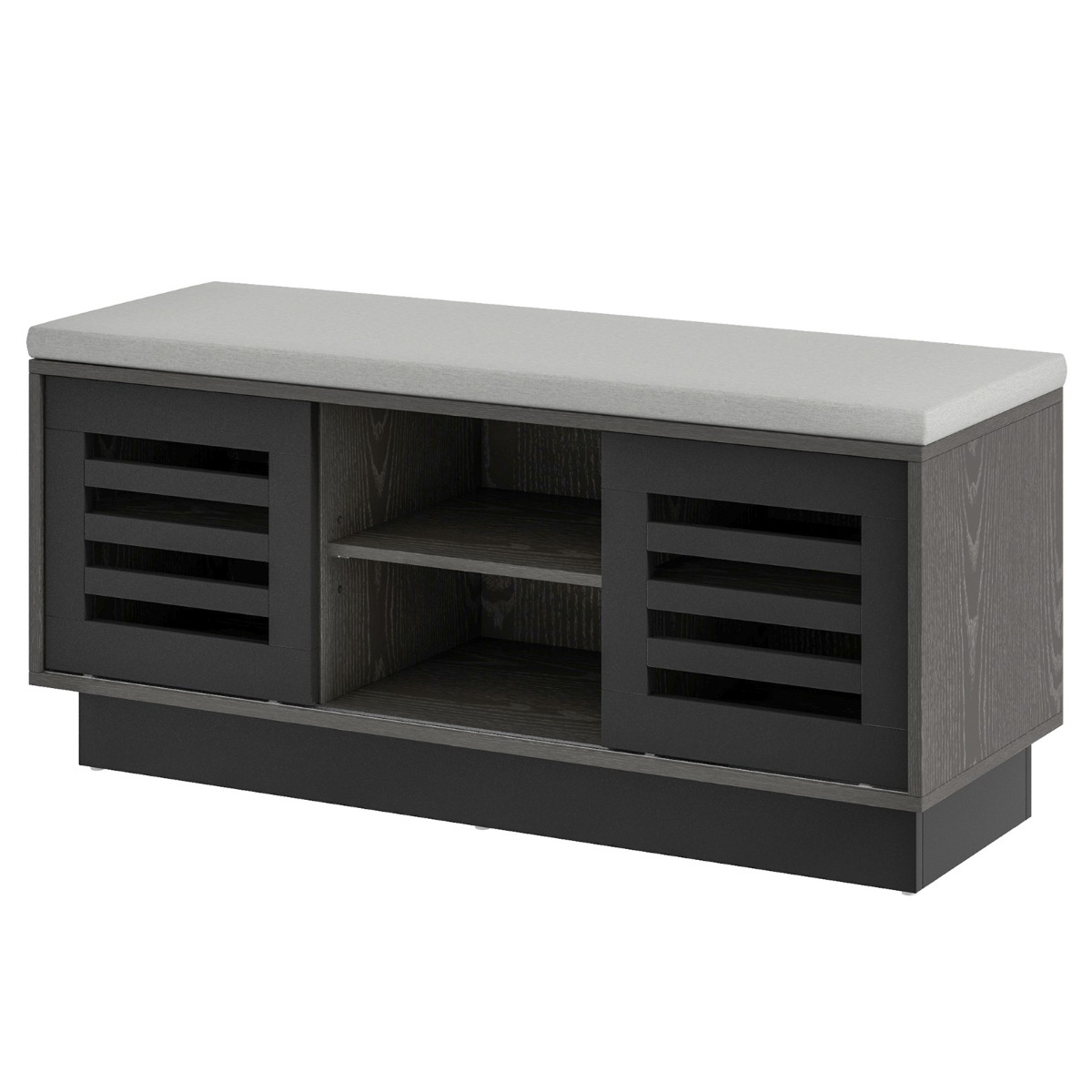 Shoe Bench with 6 Storage Compartments and 3 Adjustable Shelves and Cushion-Dark Grey - Savings Store