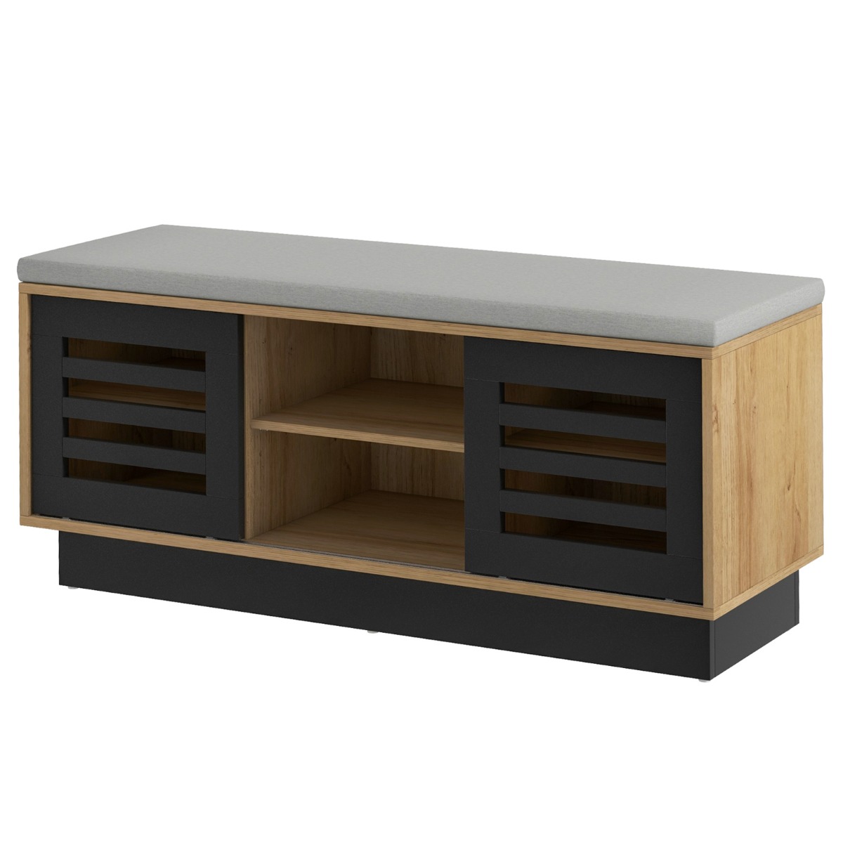 Shoe Bench with 6 Storage Compartments and 3 Adjustable Shelves and Cushion-Natural - Savings Store