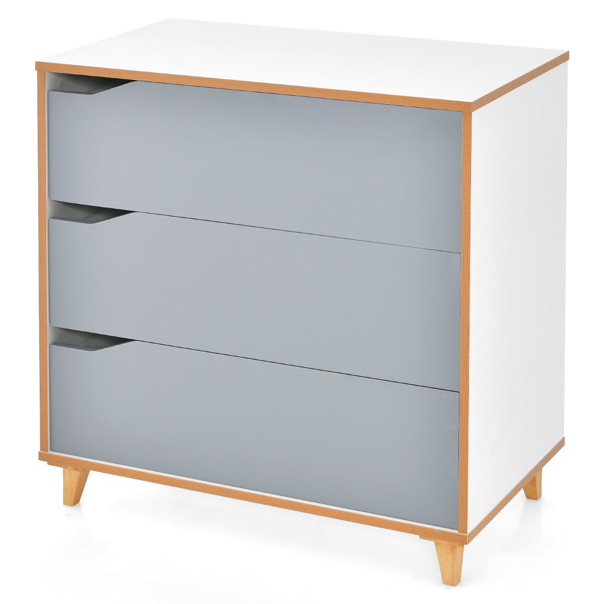 EUGENE Grey Chest of Drawers - Medium-sized, 3 Drawers - Savings Store