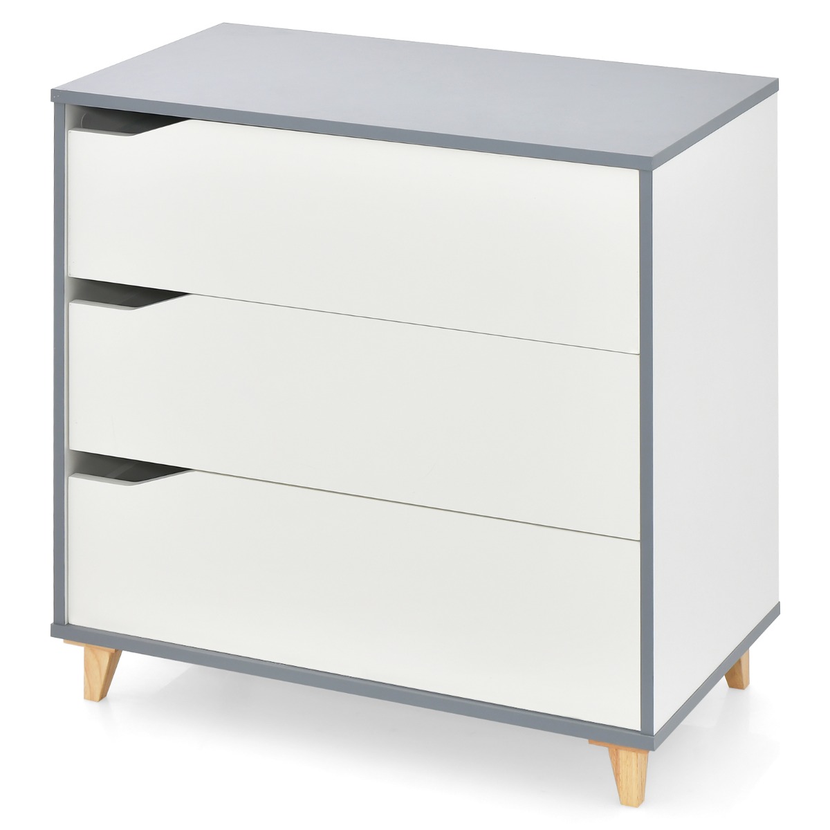 EUGENE White Chest of Drawers - Medium-sized, 3 Drawers - Savings Store