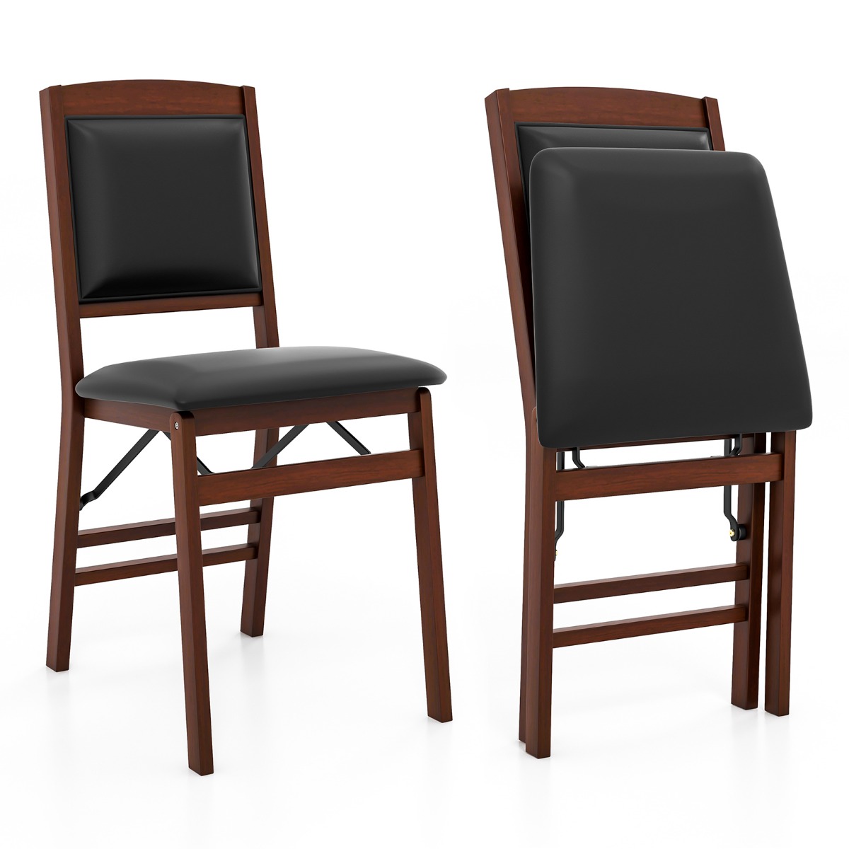 Dining Chair - Dining Chair Set of 2 with Padded Seat and Soft Backrest-Brown - Savings Store