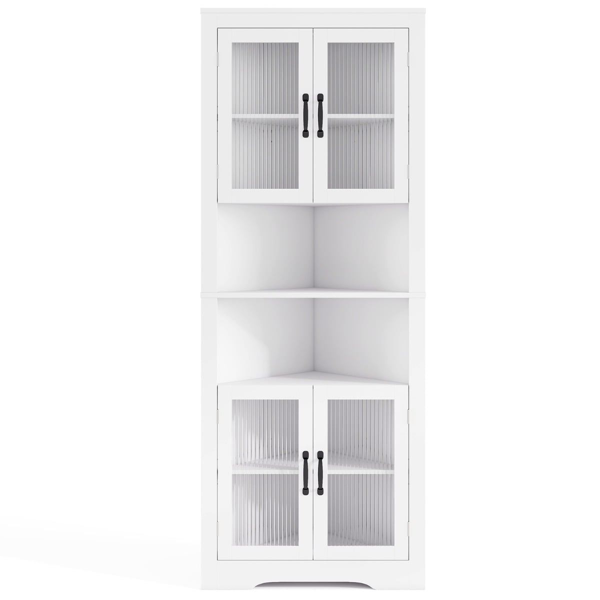 171cm Tall Corner Storage Cabinet with 4 Glass Doors and Adjustable Shelves - Savings Store