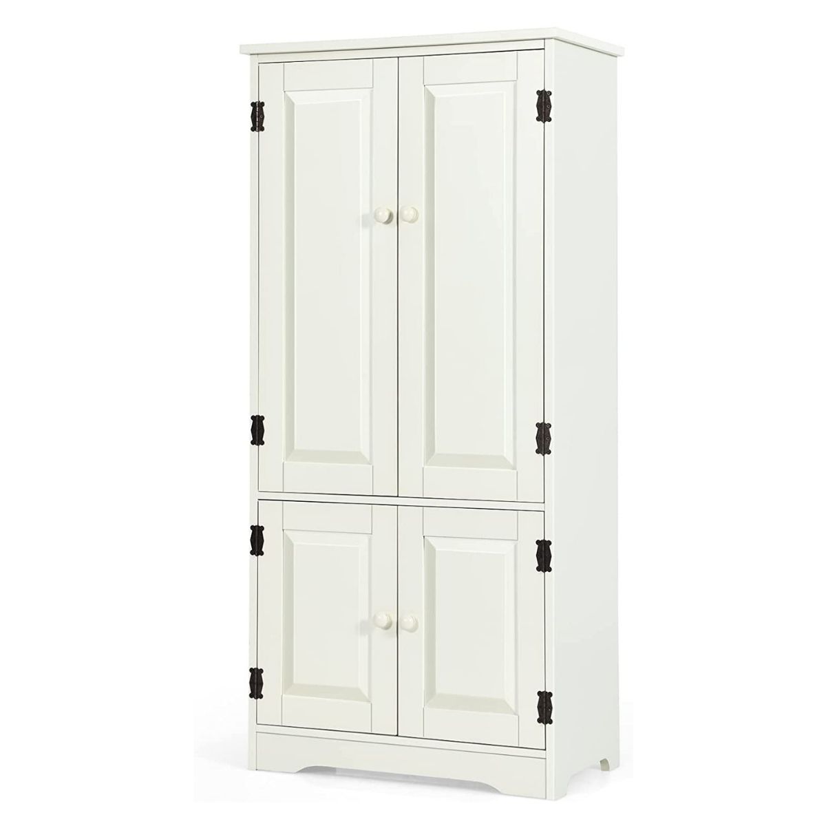 Antique Wooden Storage Cabinet Cupboard Shelf-White - Savings Store