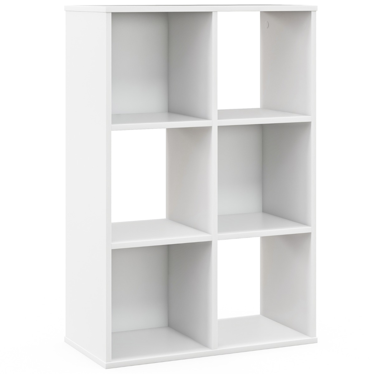 6-Cube Bookshelf Bookcase with 2 Anti-Tipping Kits for Living Room-White - Savings Store