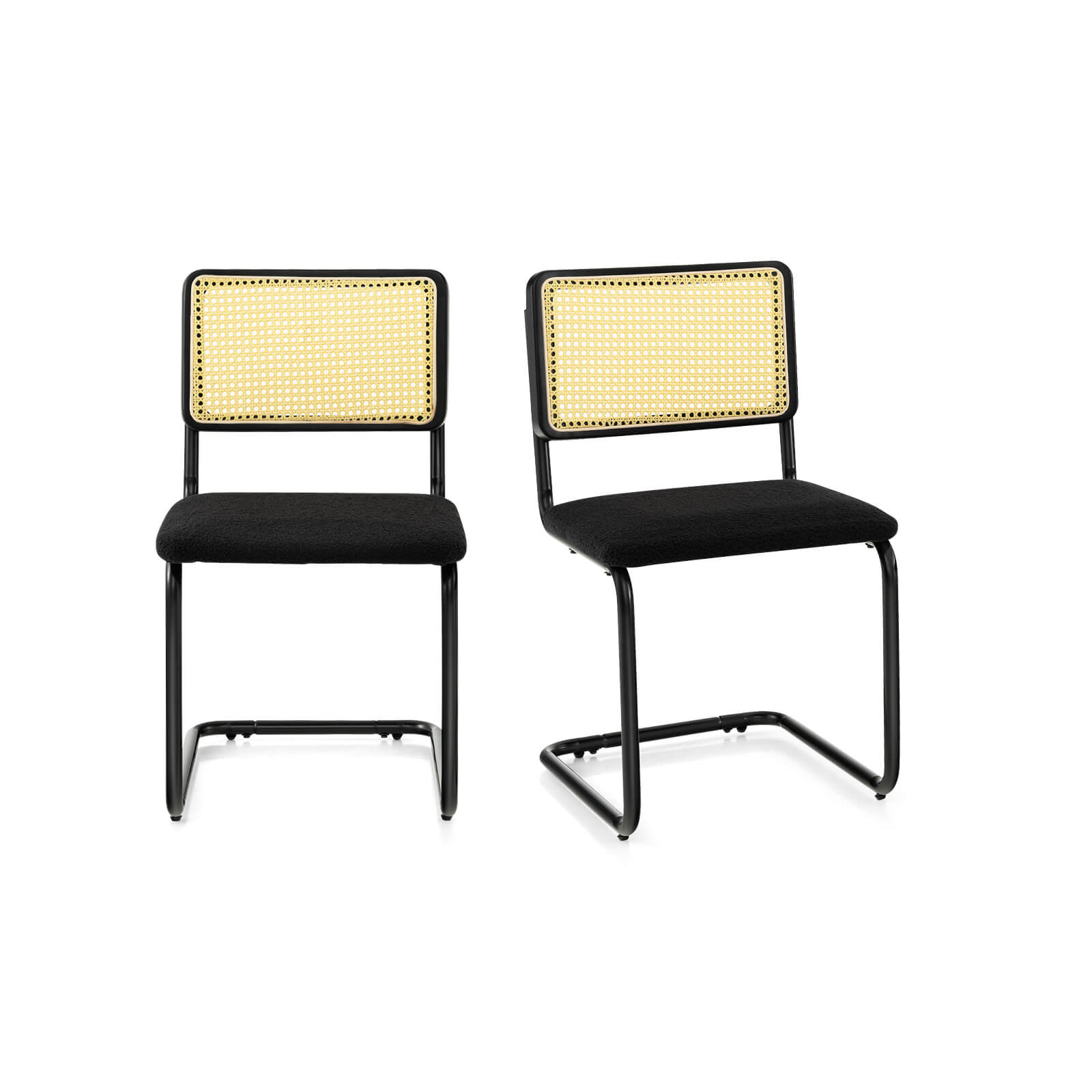 2 Pieces Mid-Century Modern Dining Chair with Cantilever Design-Black - Savings Store