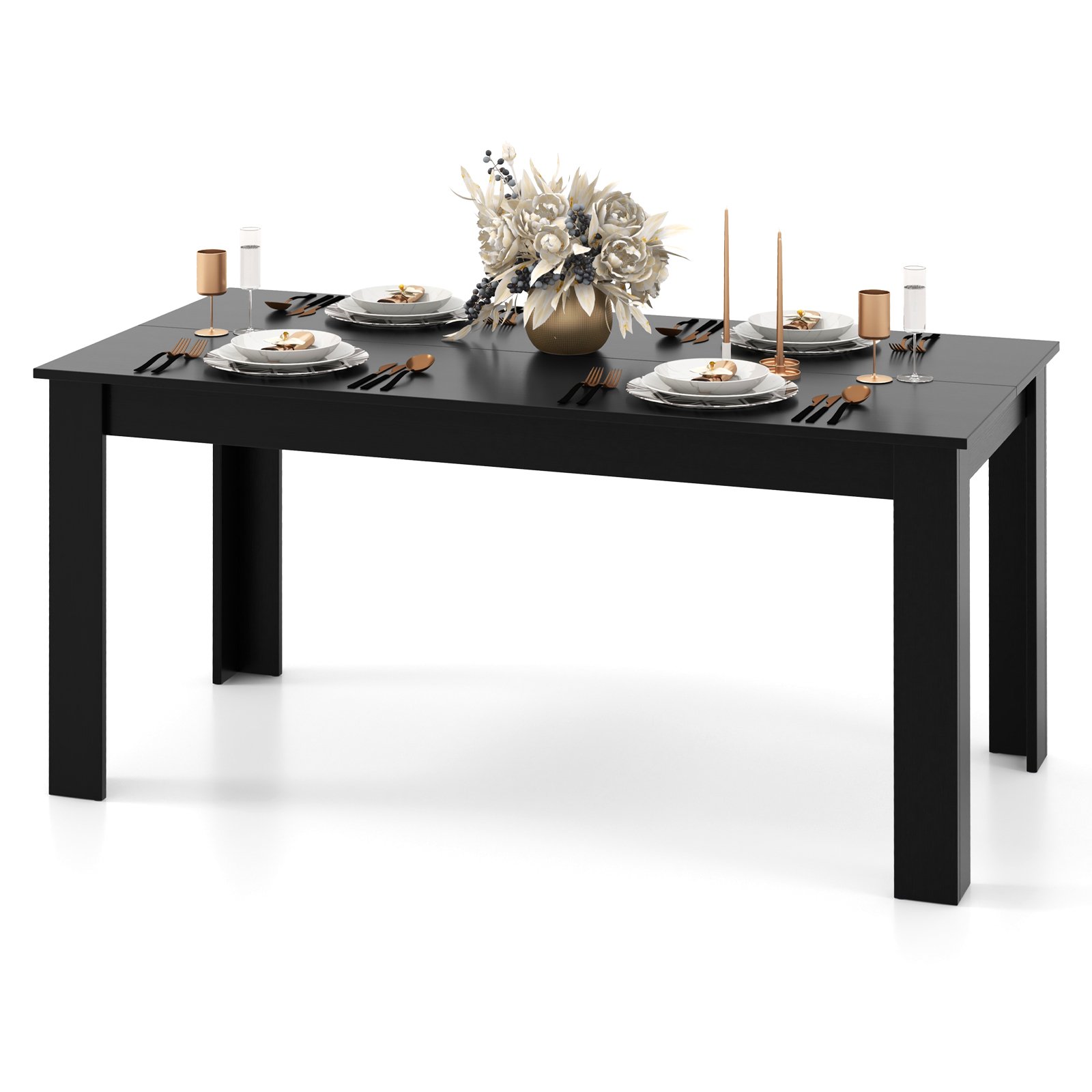 Dining Table - Modern Rectangular Kitchen Table for Breakfast Nook, Kitchen-Black - Savings Store