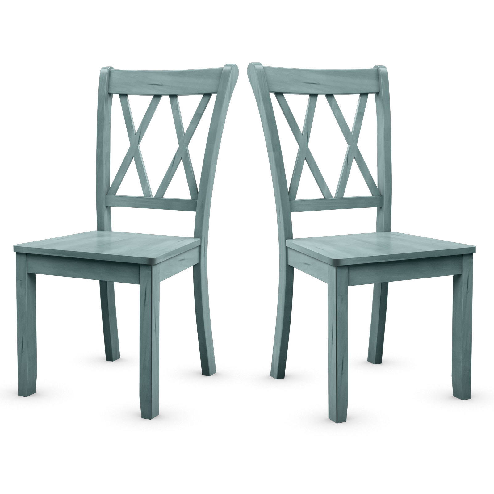 Set of 2 Armless Wood Dining Chairs with Ergonomic Fluted Seat - Savings Store