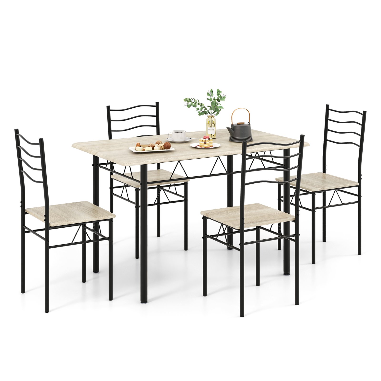Dining Table Set - Counter Height Table with Spacious Rectangular Tabletop for Home Restaurant-Natural - Savings Store
