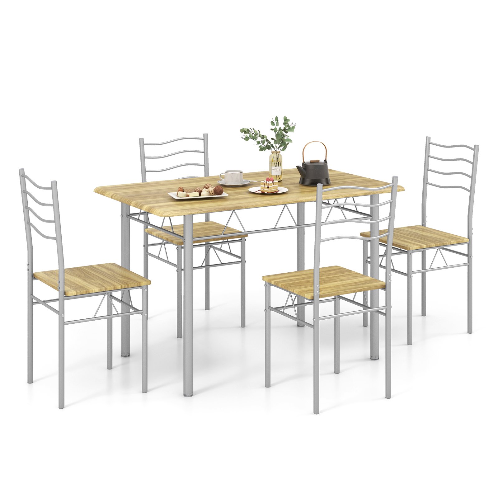Dining Table Set - Counter Height Table with Spacious Rectangular Tabletop for Home Restaurant-Wood - Savings Store
