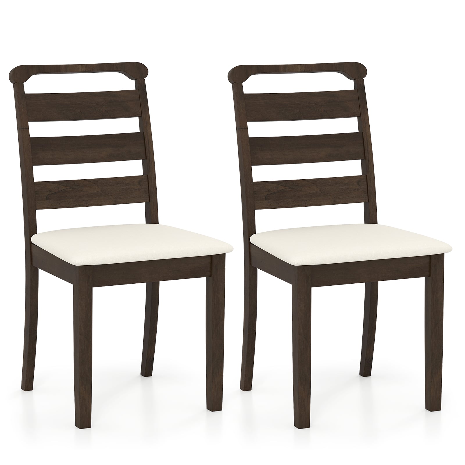 Modern Dining Chair Set of 2 Upholstered Farmhouse Chairs with Rubber Wood Frame-Walnut - Savings Store