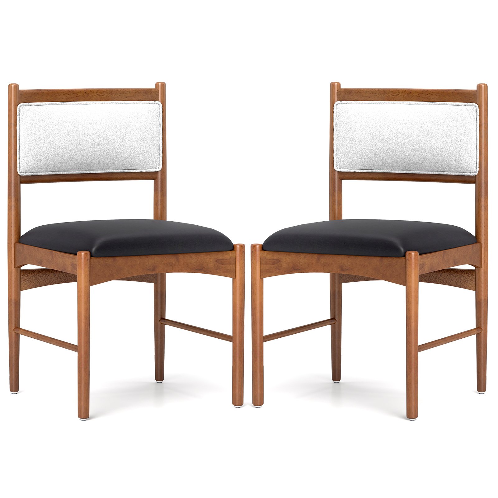 Wooden Dining Chair with Rubber Wood Frame Set of 2-Walnut - Savings Store