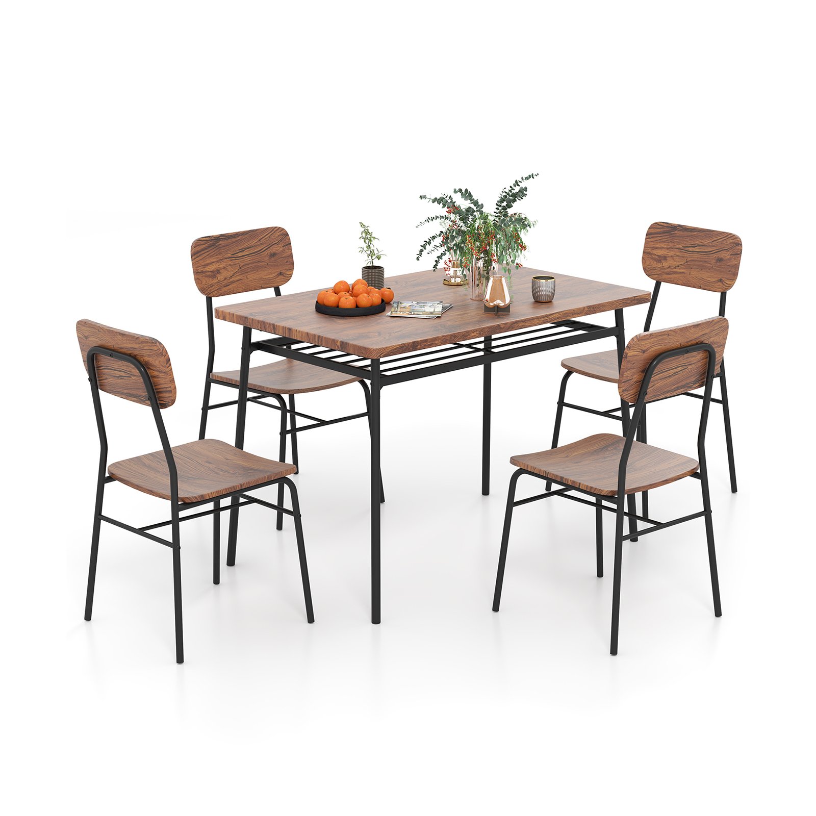 MYRI Dining Table Set for 2/4 with Metal Frame and Storage Rack-Coffee-Size 2 - Savings Store