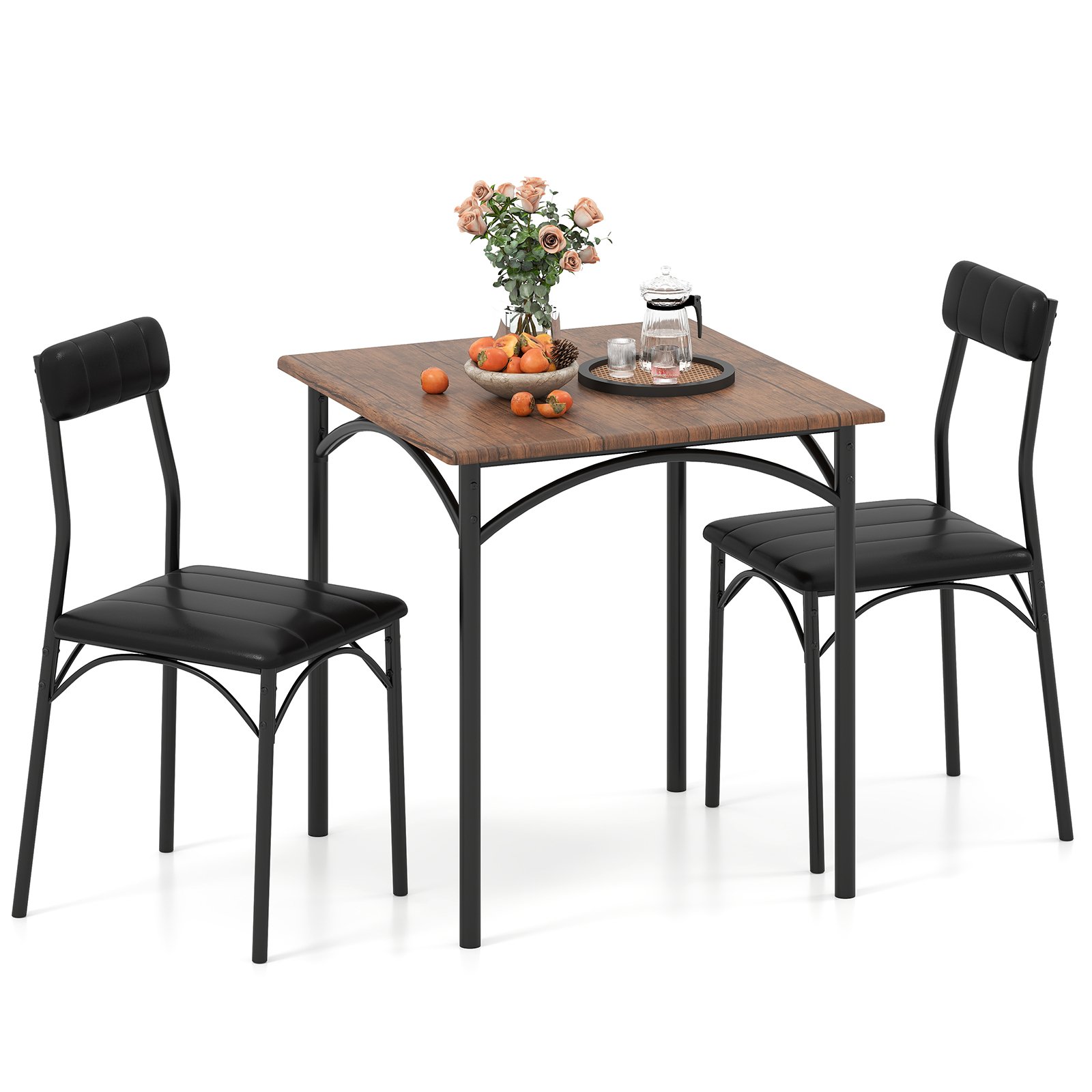Modern Dining Table Set 3-Piece Kitchen Table Set-Rustic Brown - Savings Store