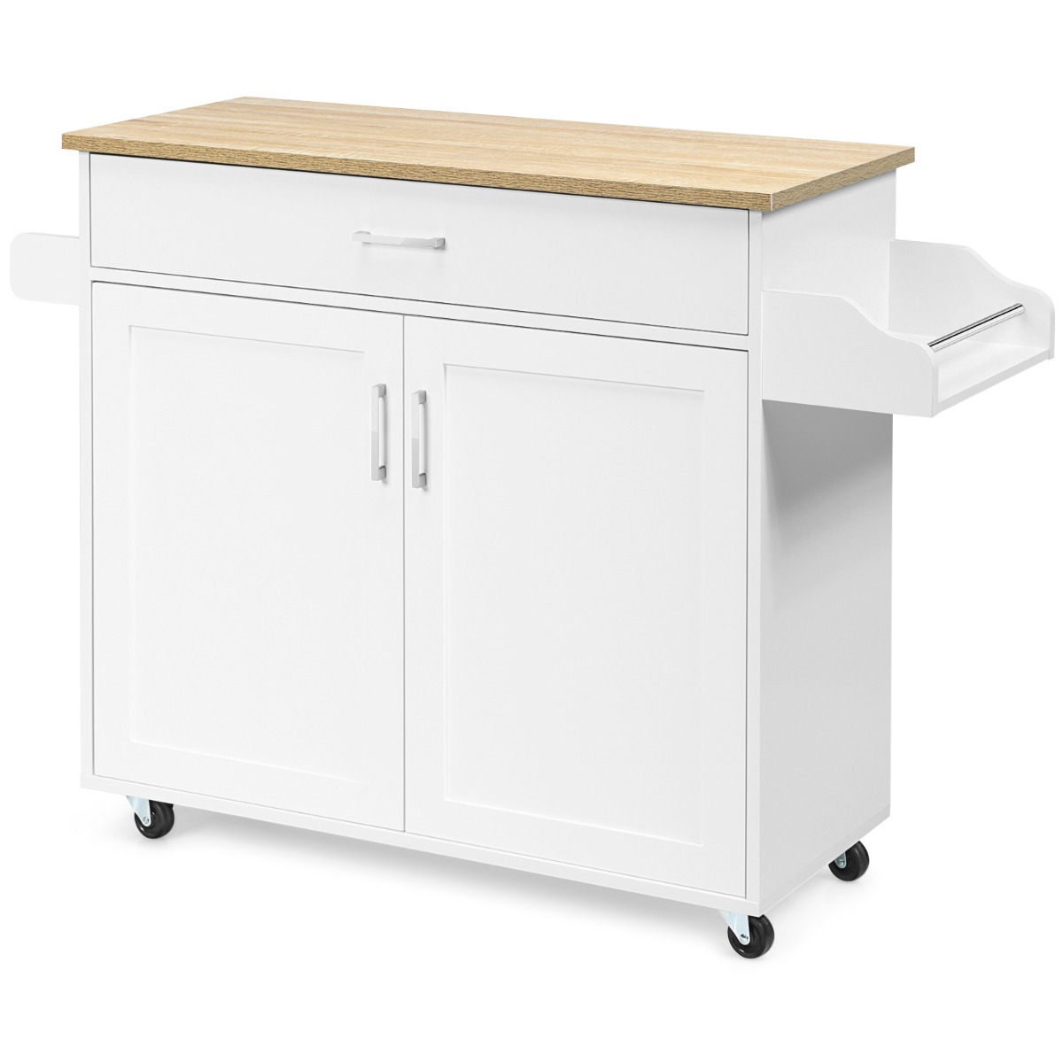 Rolling Kitchen Island with Adjustable Shelf and Large Drawer - Savings Store