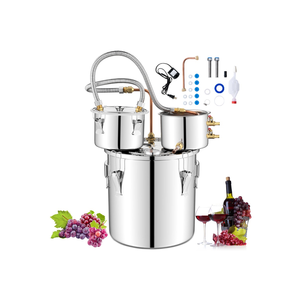 5 Gallon Stainless Steel Water Alcohol Distiller with Build-in Thermometer - Savings Store
