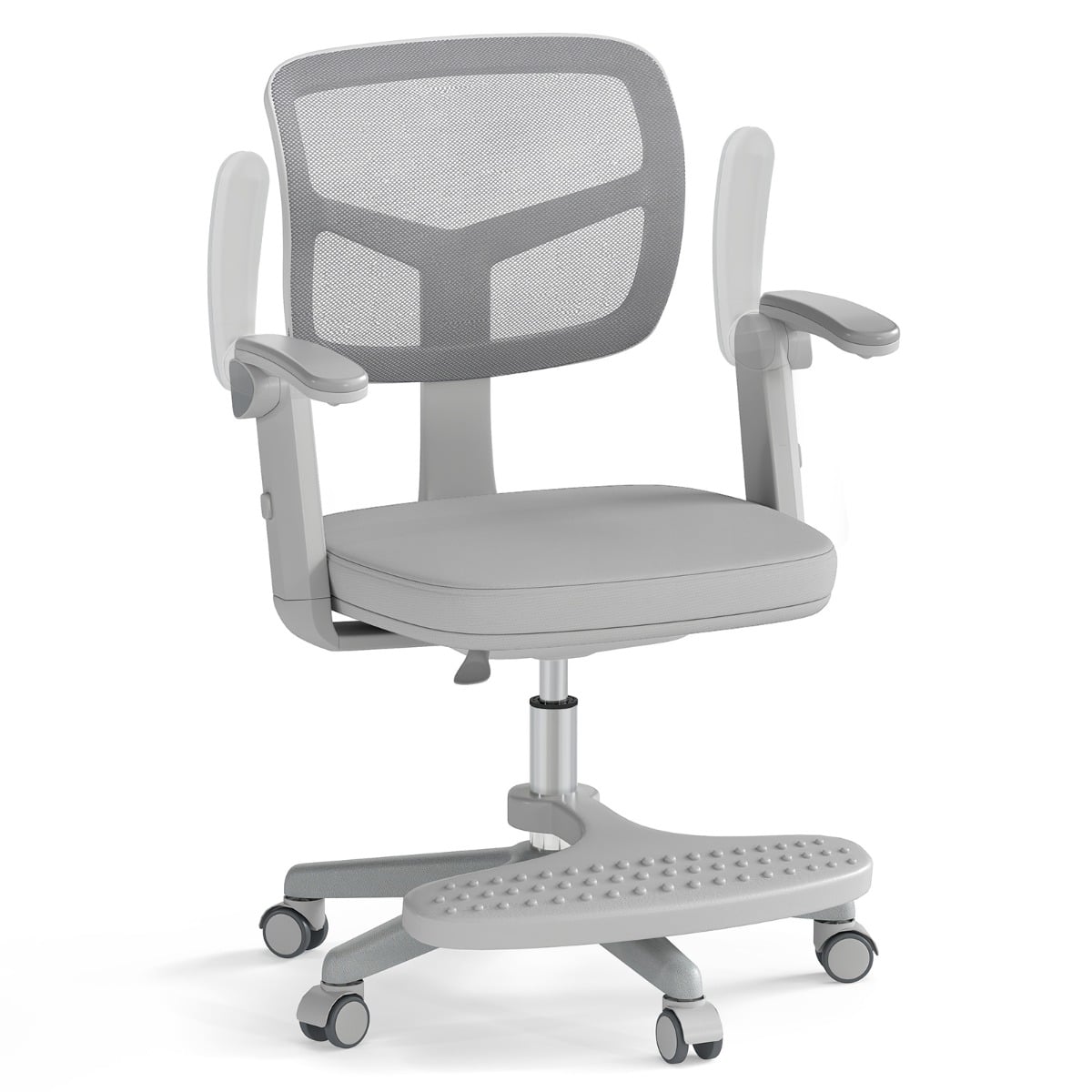 DAVREN Kids Desk Chair Children Study Chair with Adjustable Height Armrest and Footrest-Grey - Savings Store