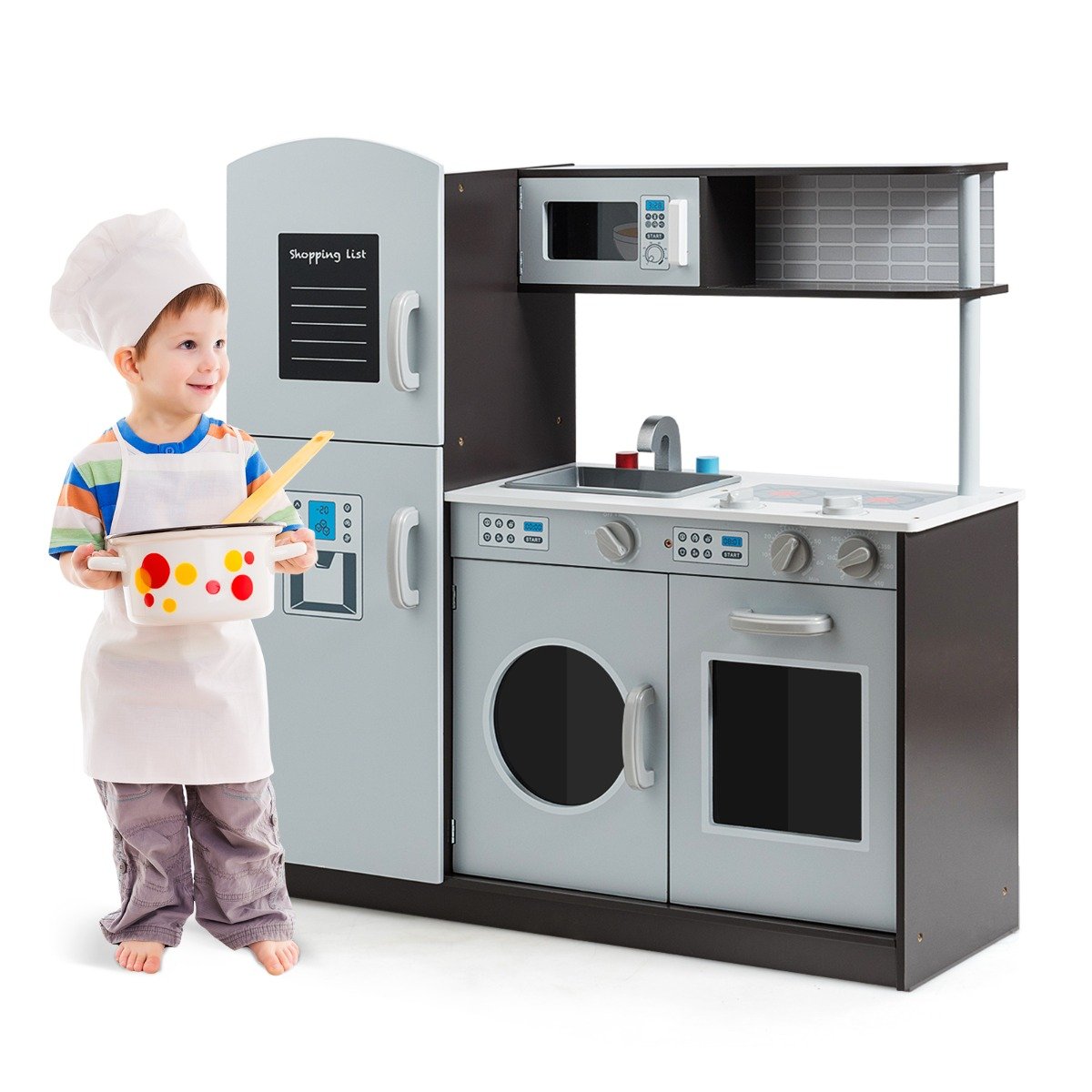 Kids Kitchen Toy - Kids Kitchen Set with Sink and Faucet, Stove, Oven and Microwave - Savings Store