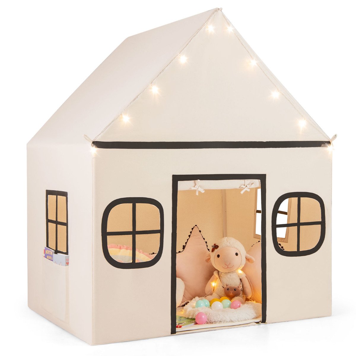 REDLOCKE Kids Play Tent Large Playhouse Indoor Play Tent-Beige - Savings Store