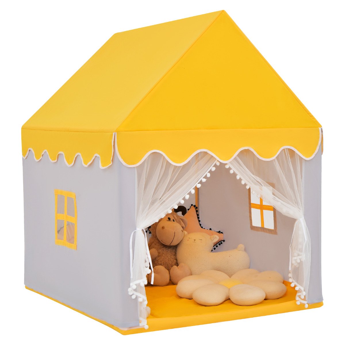 RYLCREST Kids Play Tent with Padded Mat Indoor Playhouse-Yellow - Savings Store