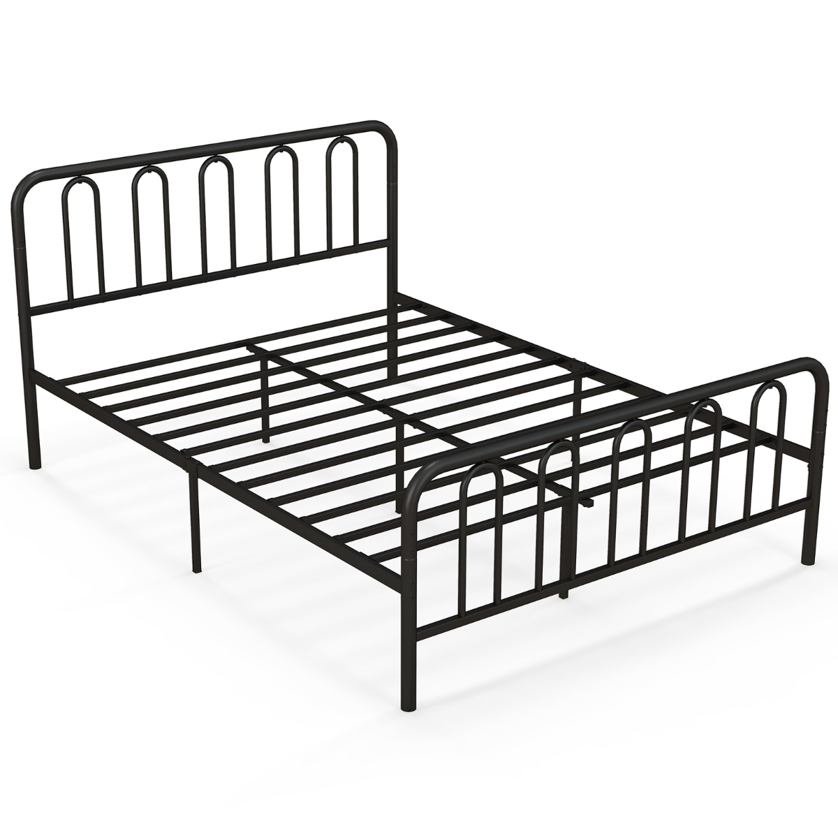 Kingsize Bed - ARCADIA 5ft Metal Bed with Headboard and Footboard Black - Savings Store