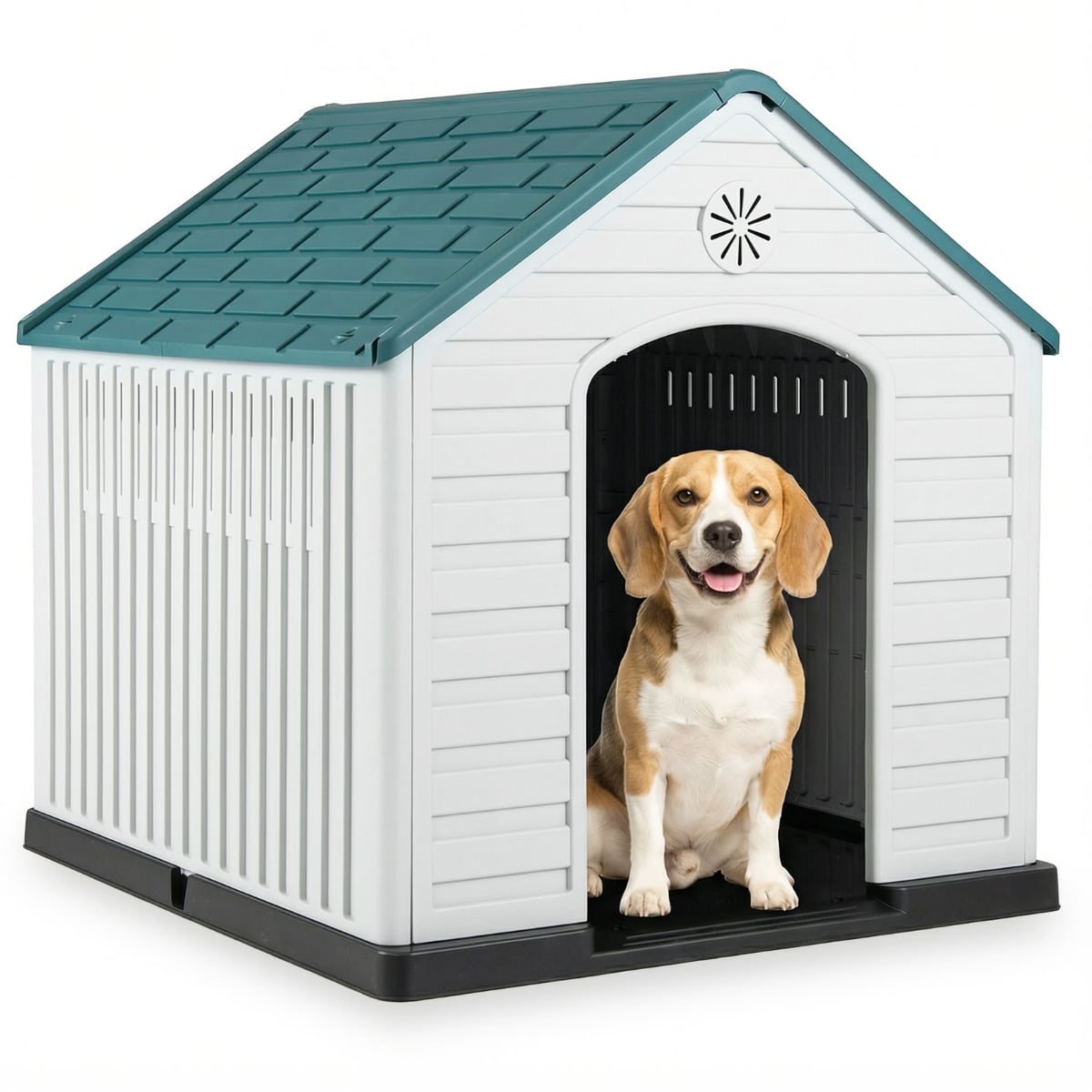 UORIN Large Plastic Dog House Waterproof Pet Shelter with Air Vents-Dark Blue - Savings Store