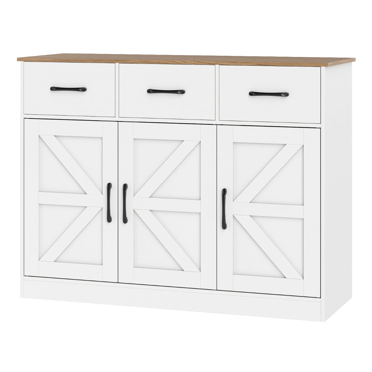 YVARO 108cm Large Sideboard Storage Cabinet with Adjustable Shelves and Doors-White - Savings Store