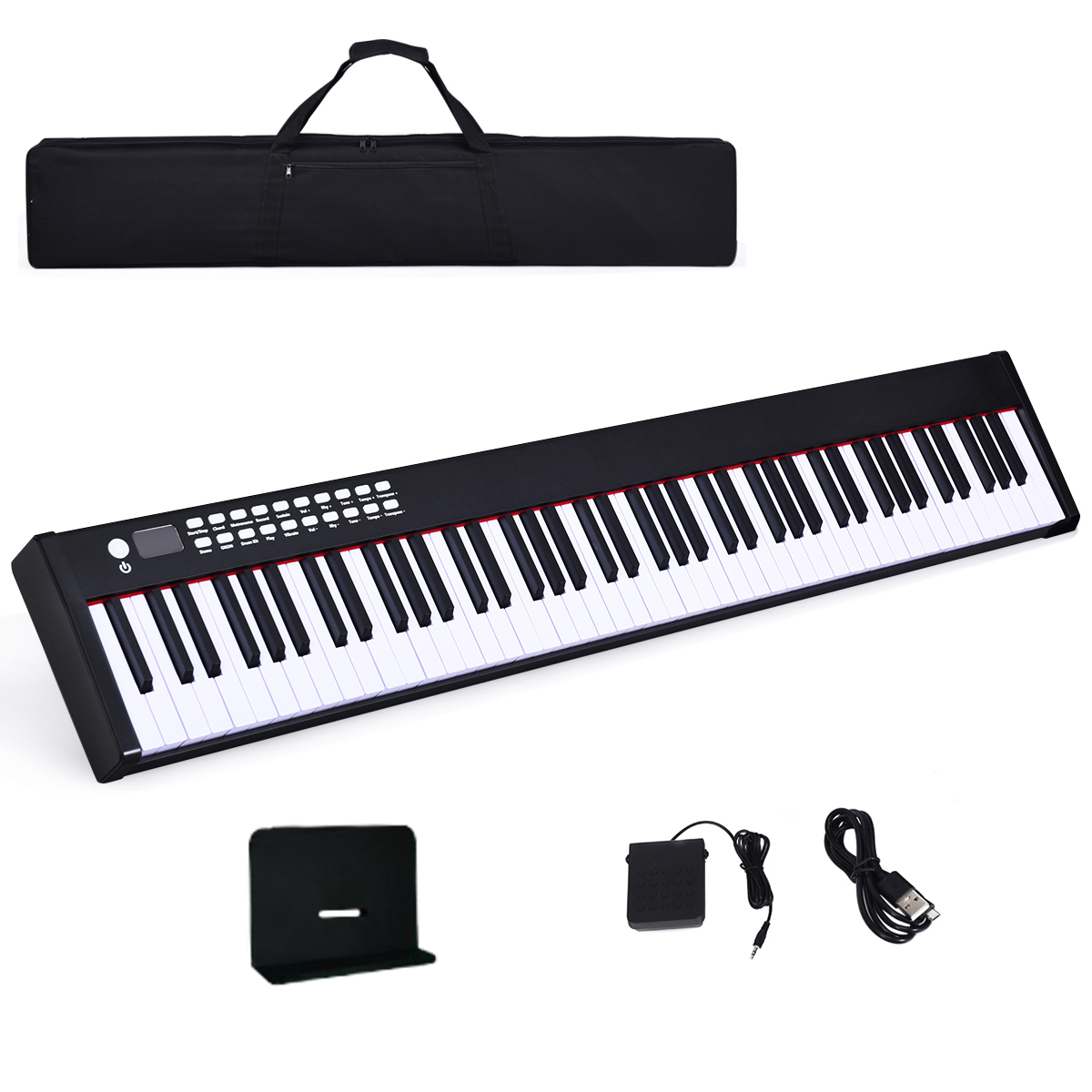 Portable Electronic Keyboard with Full-Size Weighted Keys-Black - Savings Store