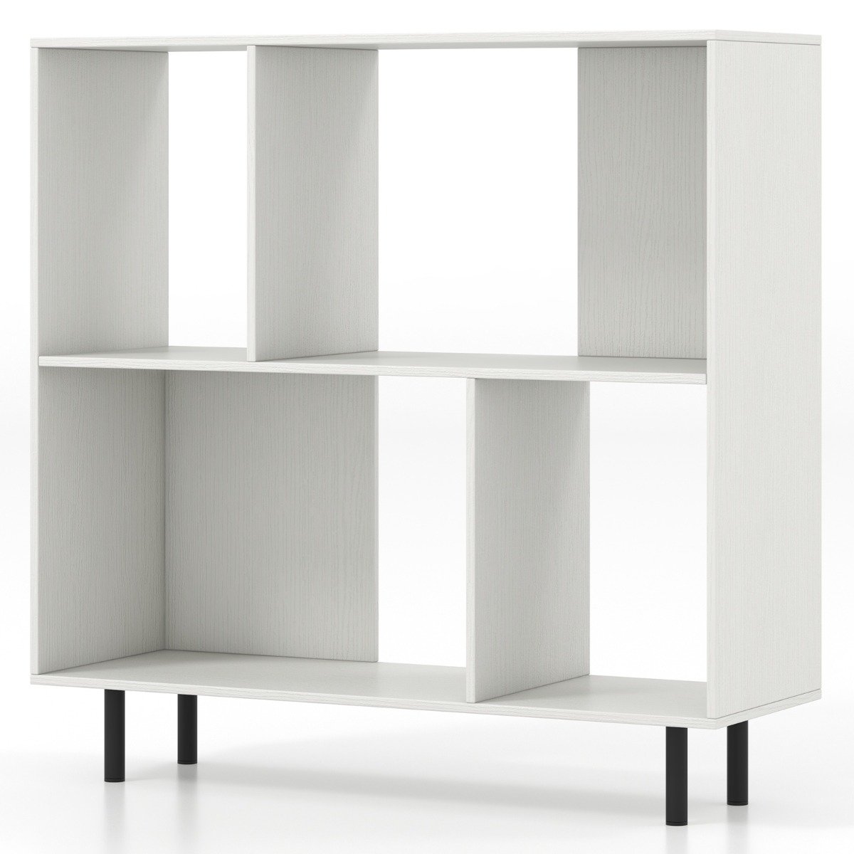 ENUR Mid Century Modern Minimalist Cube Bookshelf with 4 Compartments-White - Savings Store