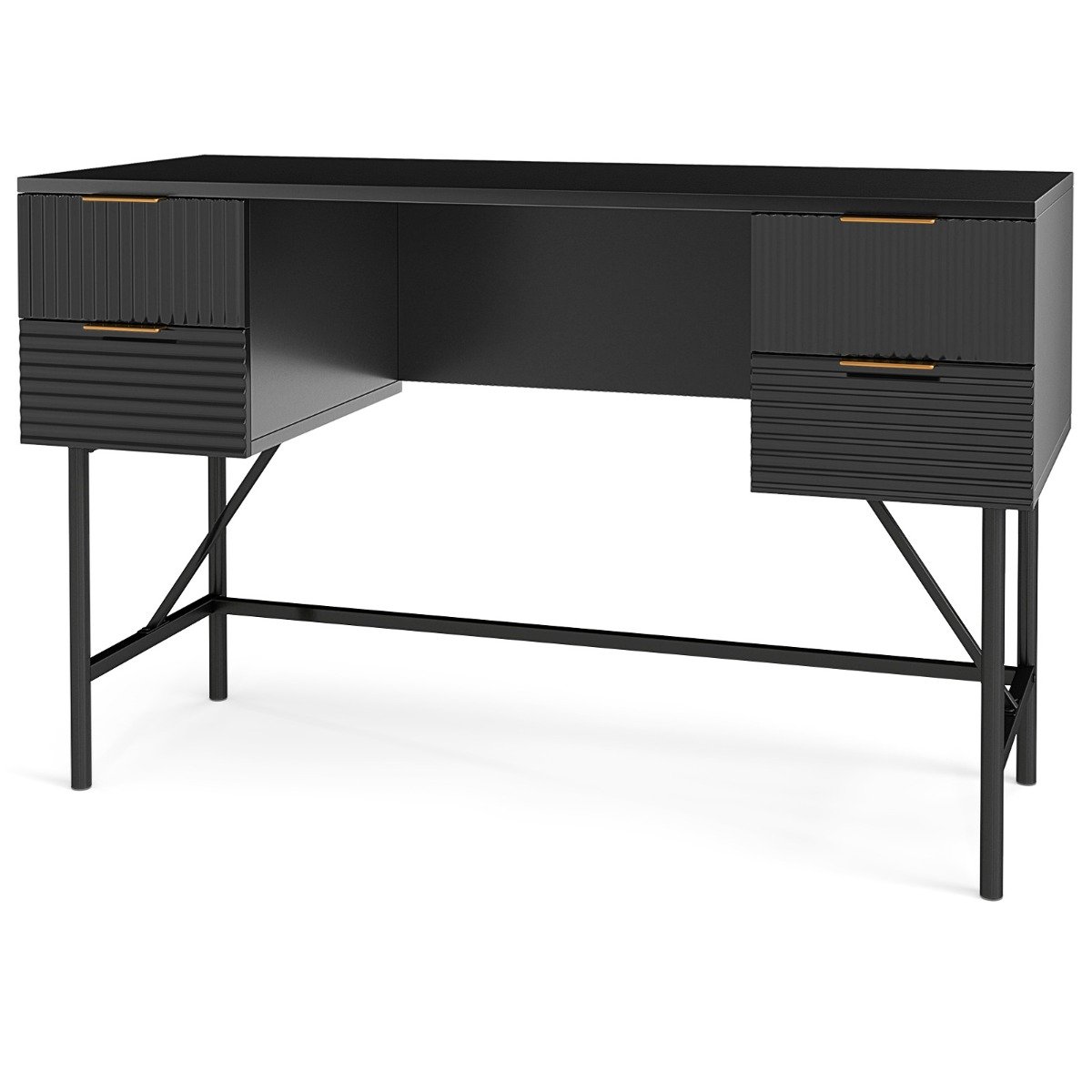 AEL Modern Computer Desk with 4 Drawers and Storage-Black - Savings Store