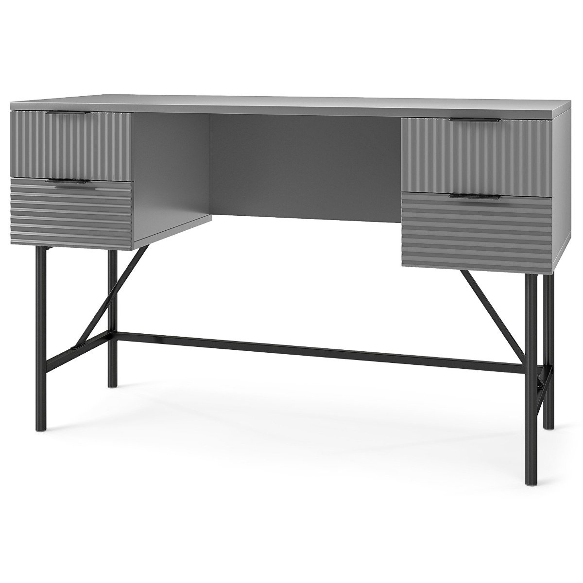 AEL Modern Computer Desk with 4 Drawers and Storage-Grey - Savings Store