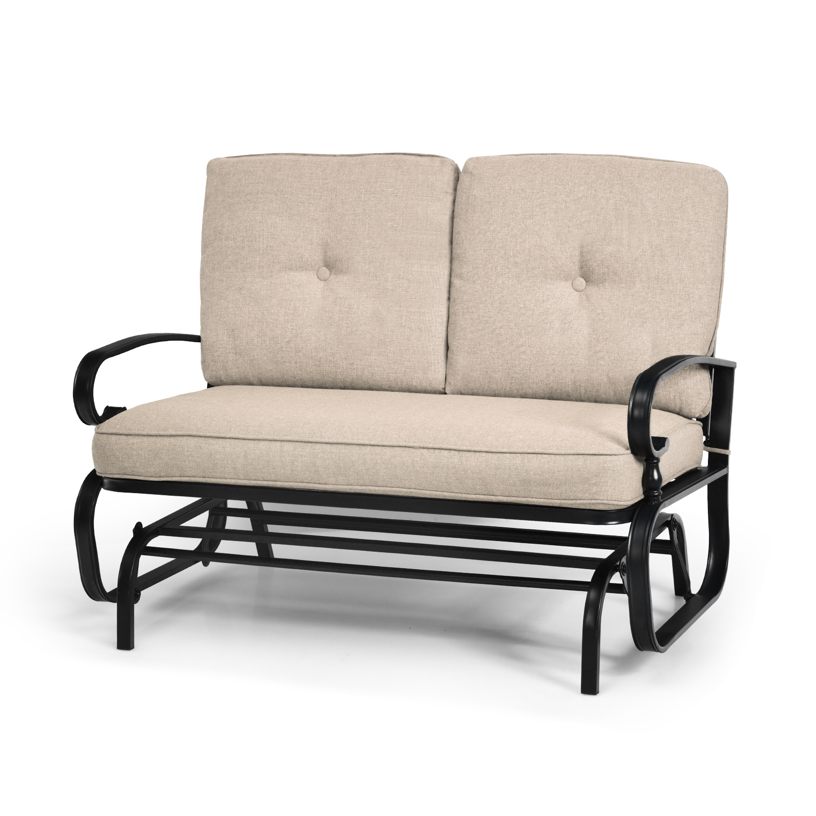 2-Person Patio Glider Chair with Cushions-Beige - Savings Store