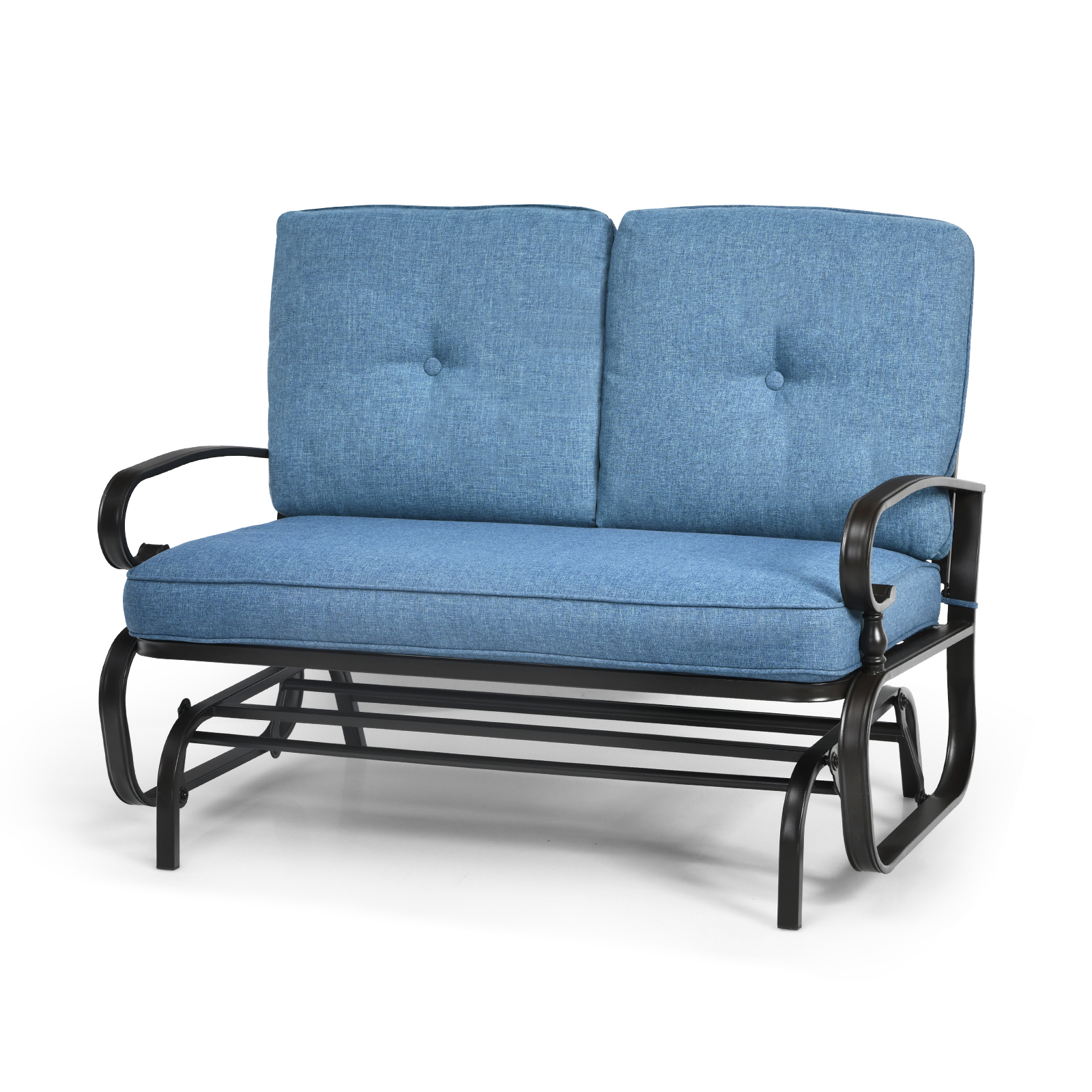 2-Person Patio Glider Chair with Cushions-Navy - Savings Store