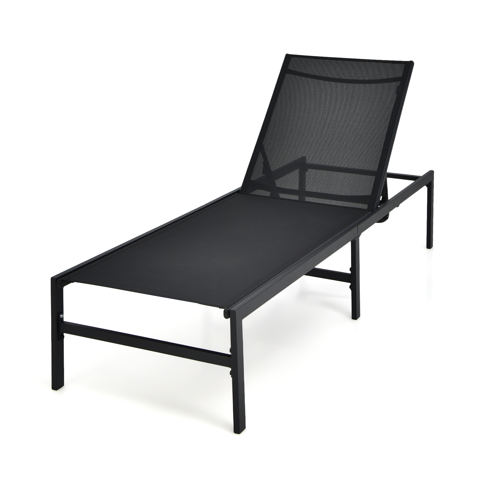 Outdoor Adjustable Chaise Lounge Chair with 5-Position Backrest-Black - Savings Store