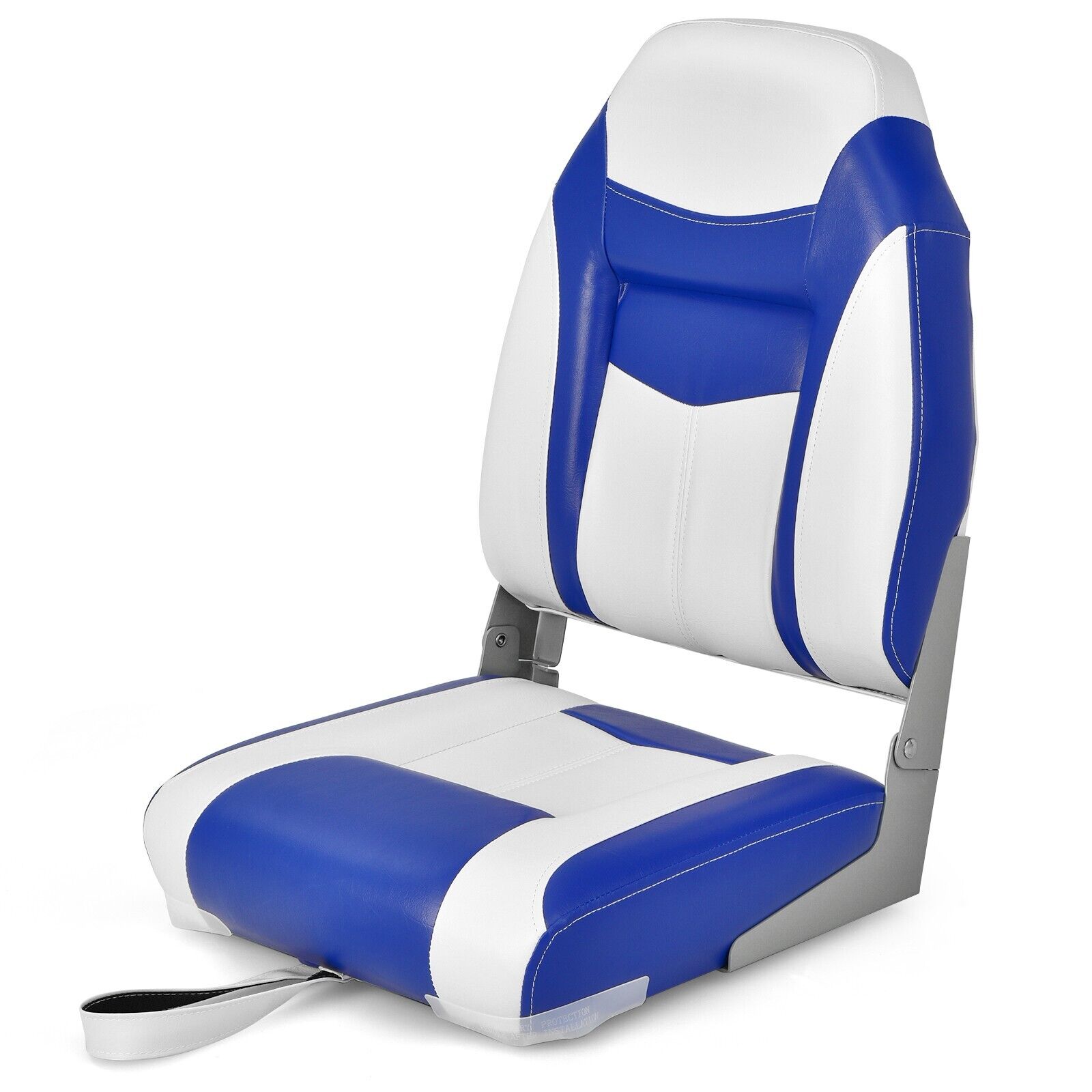 High Back Boat Seat with High-density Sponge Cushion-Blue - Savings Store