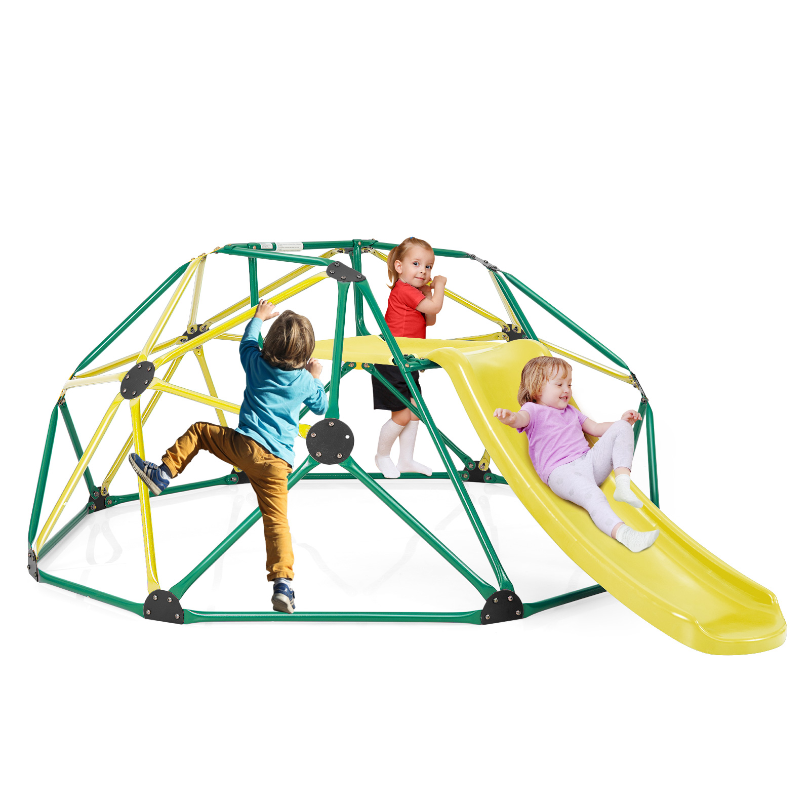 Geometric Dome Climber and Play Set with Slide for Outdoor - Green - Savings Store