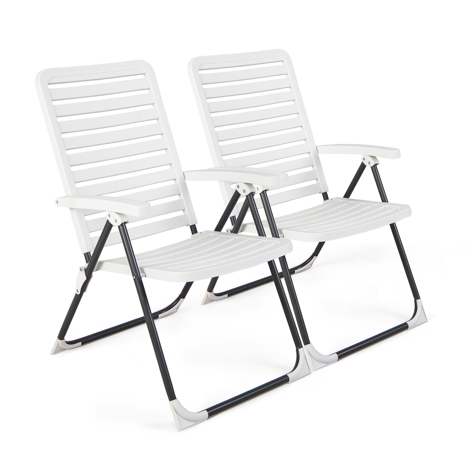 Adjustable Reclining Folding Chair with 7-Level Backrest-2 Pack - Savings Store